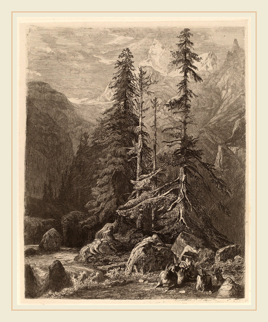 Detail of Essais de gravure à l'eau forte par Alexandre Calame, I, pl. 21 by Alexandre Calame