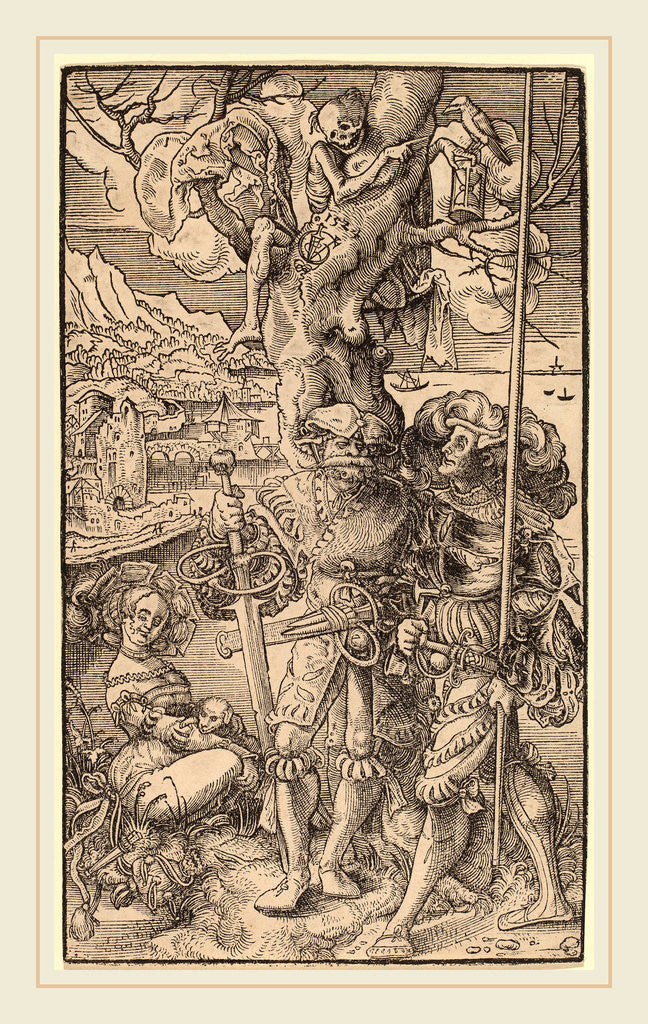 Detail of Two Mercenaries and a Woman, Swiss-1529, 1524 by Urs Graf I