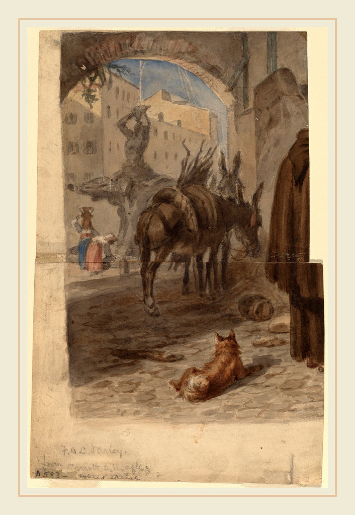 Detail of Bernini Fountain, Rome recto by Felix Octavius Carr Darley