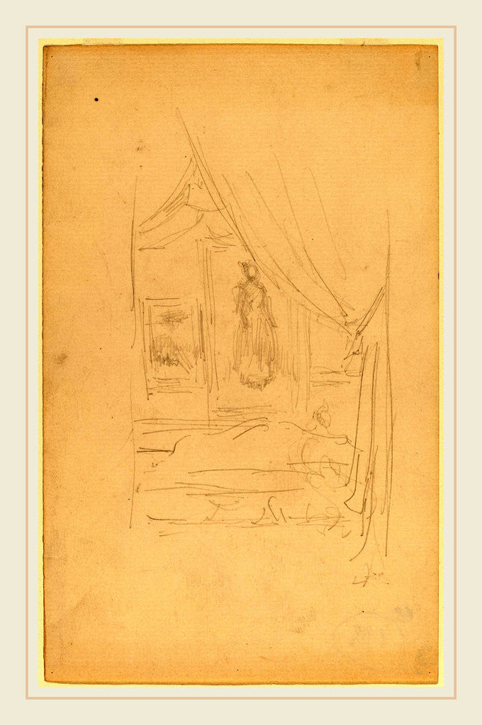 Detail of Sketch of Mrs. Godwin's Portrait when hung at the Society of British Artists by James McNeill Whistler