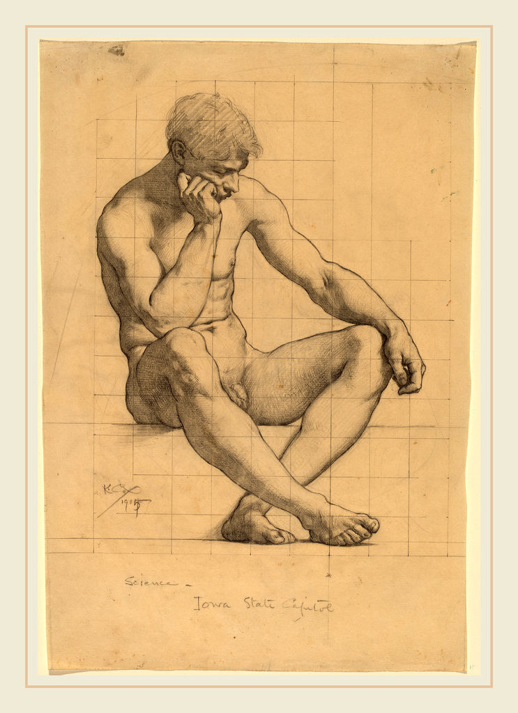 Detail of Seated Male Nude: Study for Science-Iowa State Capitol by Kenyon Cox