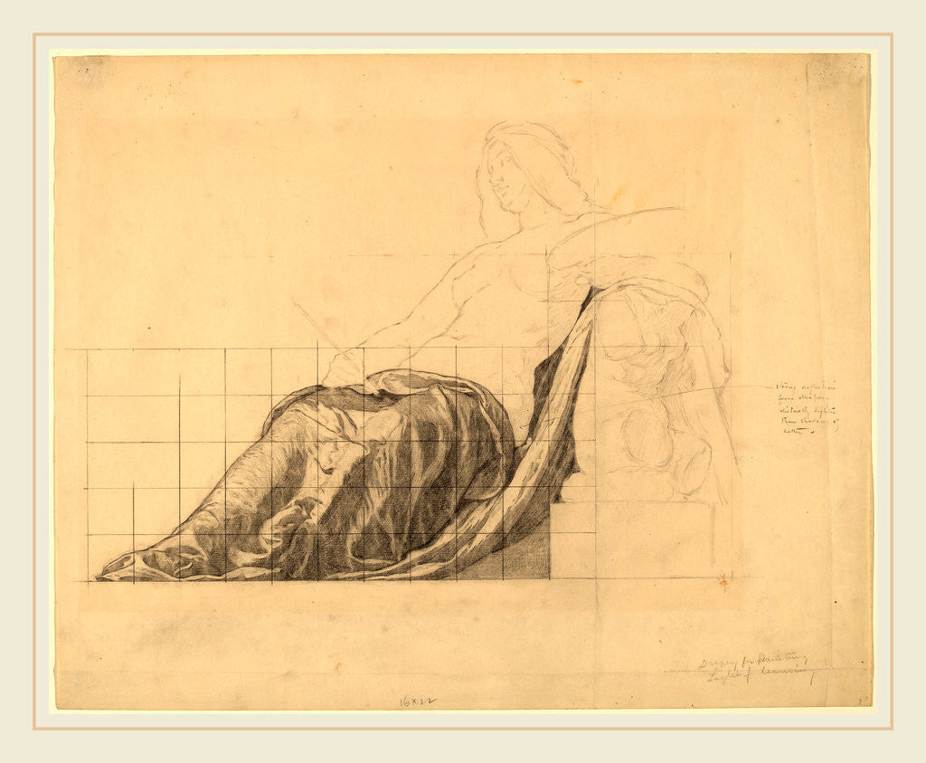 Detail of Drapery Study for Reclining Female Study for Painting by Kenyon Cox