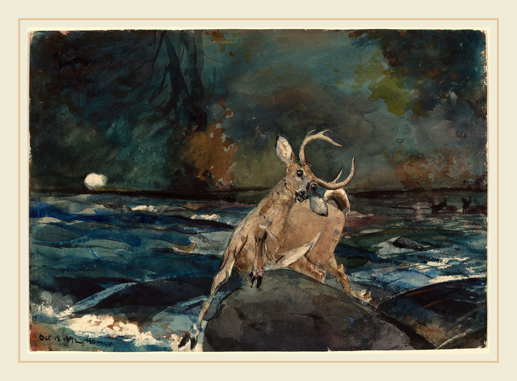 Detail of A Good Shot, Adirondacks by Winslow Homer