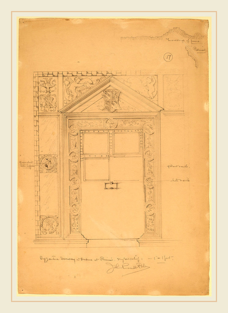 Detail of Byzantine Doorway with Duomo, Rimini by John Russell Pope