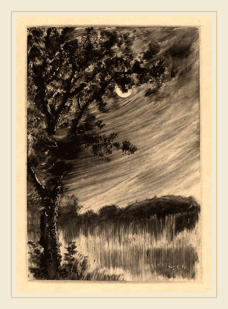 Detail of Moonlit Landscape with Tree at the Left by William Fowler Hopson