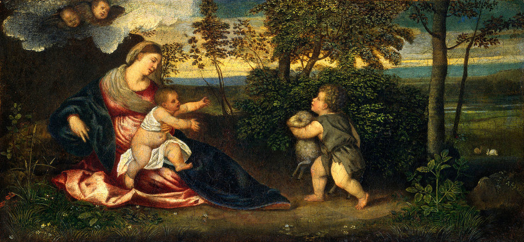 Detail of Madonna and Child and the Infant Saint John in a Landscape by Polidoro Lanzani