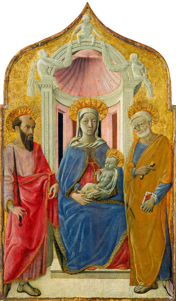 Detail of Madonna and Child Enthroned with Saint Peter and Saint Paul by Domenico di Bartolo