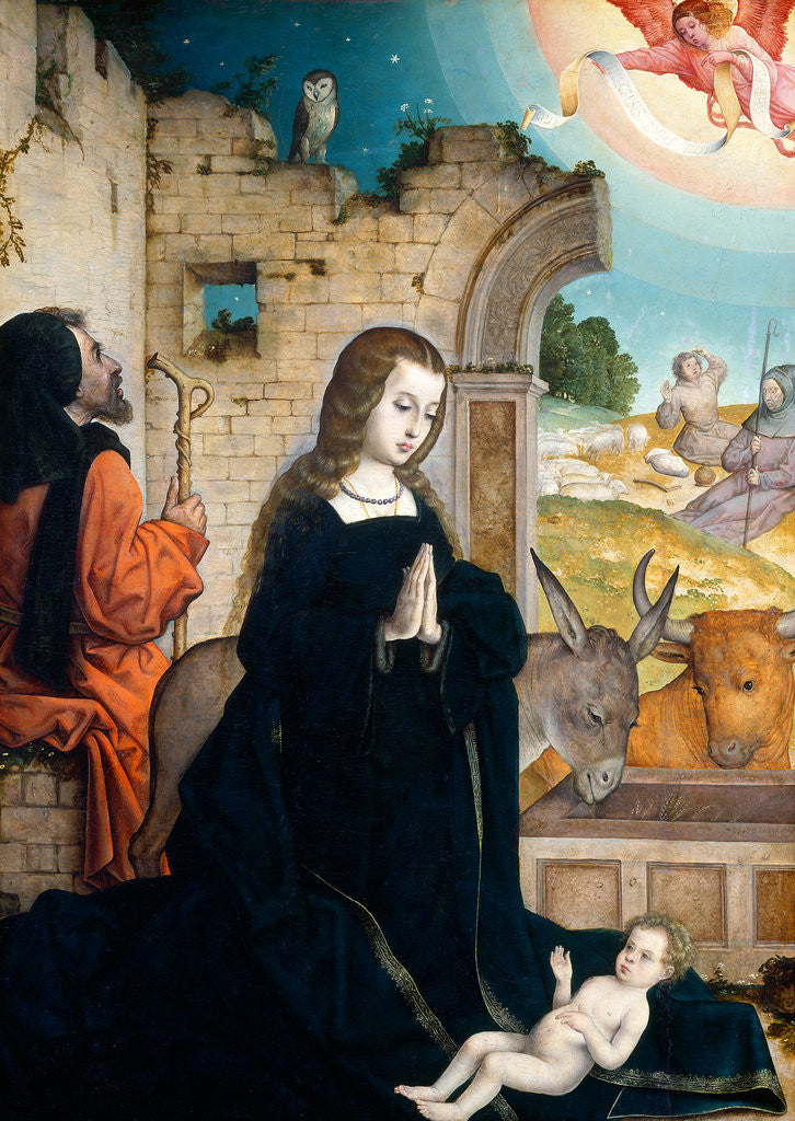 Detail of The Nativity, Hispano-Flemish by Juan de Flandes