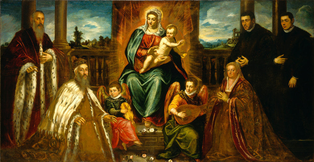Detail of Doge Alvise Mocenigo and Family before the Madonna and Child by Jacopo Tintoretto