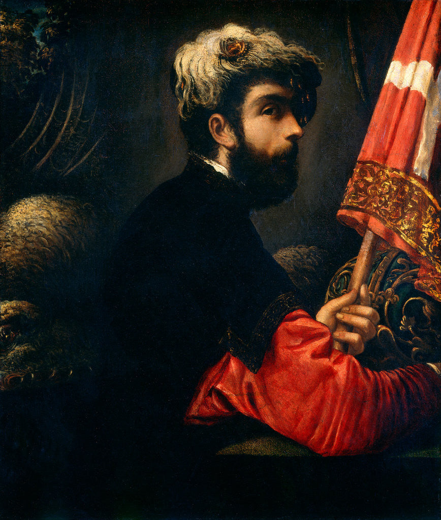 Detail of Portrait of a Man as Saint George by Jacopo Tintoretto