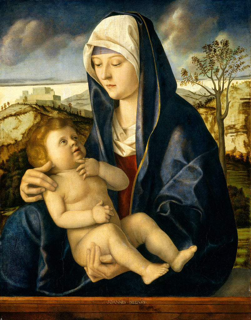 Detail of Madonna and Child in a Landscape by Workshop of Giovanni Bellini