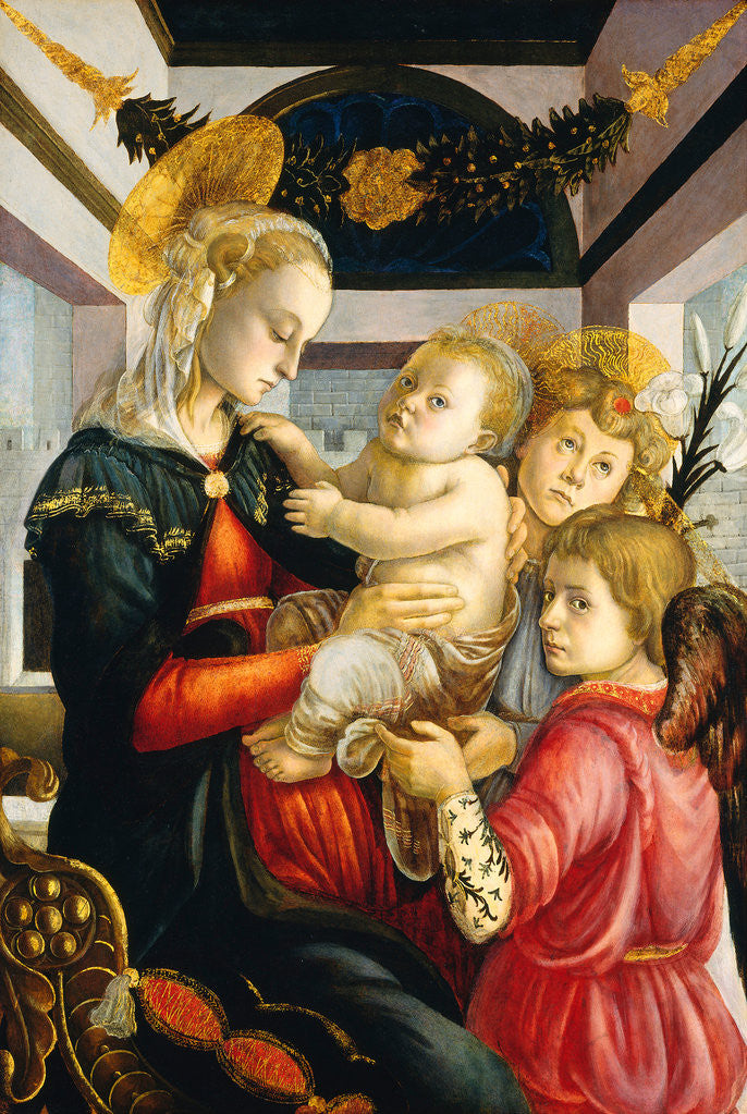 Detail of Madonna and Child with Angels by Sandro Botticelli
