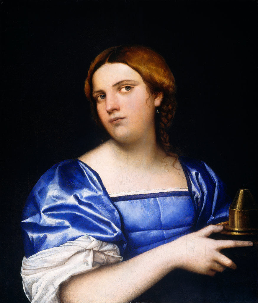 Detail of Portrait of a Young Woman as a Wise Virgin by Sebastiano del Piombo