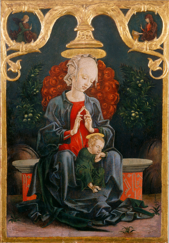 Detail of Madonna and Child in a Garden by Cosmè Tura