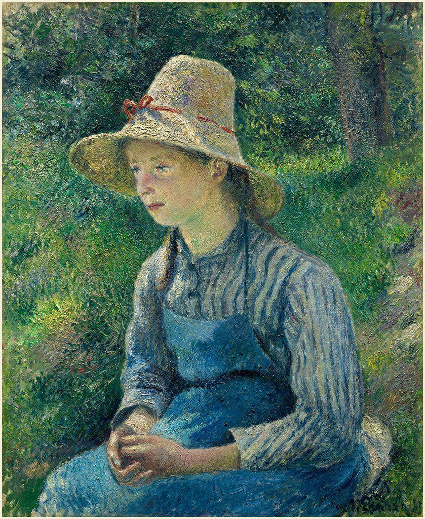Detail of Peasant Girl with a Straw Hat, 1881 by Camille Pissarro