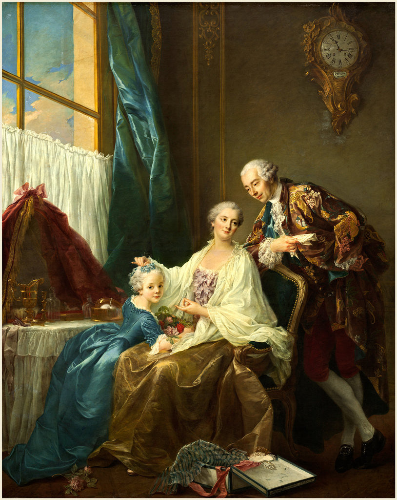 Detail of Family Portrait, 1756 by François-Hubert Drouais