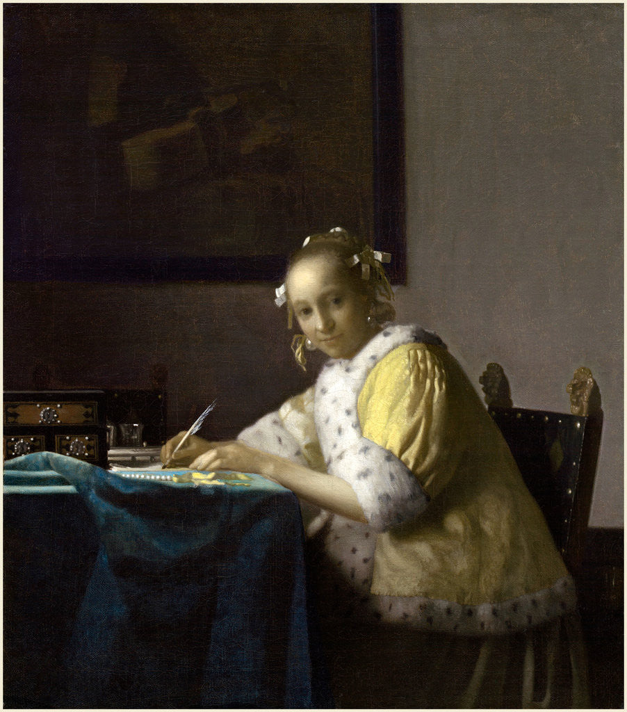 Detail of Dutch, A Lady Writing, c. 1665 by Johannes Vermeer