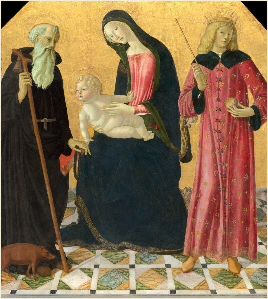 Detail of Italian, Madonna and Child with Saint Anthony Abbot and Saint Sigismund by Neroccio de' Landi