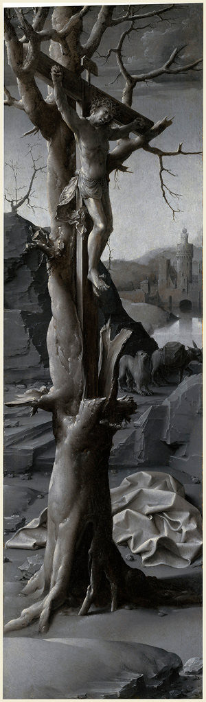 Detail of Saint Jerome Penitent left panel by Jan Gossaert