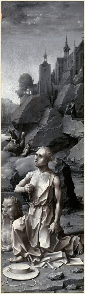 Detail of Saint Jerome Penitent right panel by Jan Gossaert