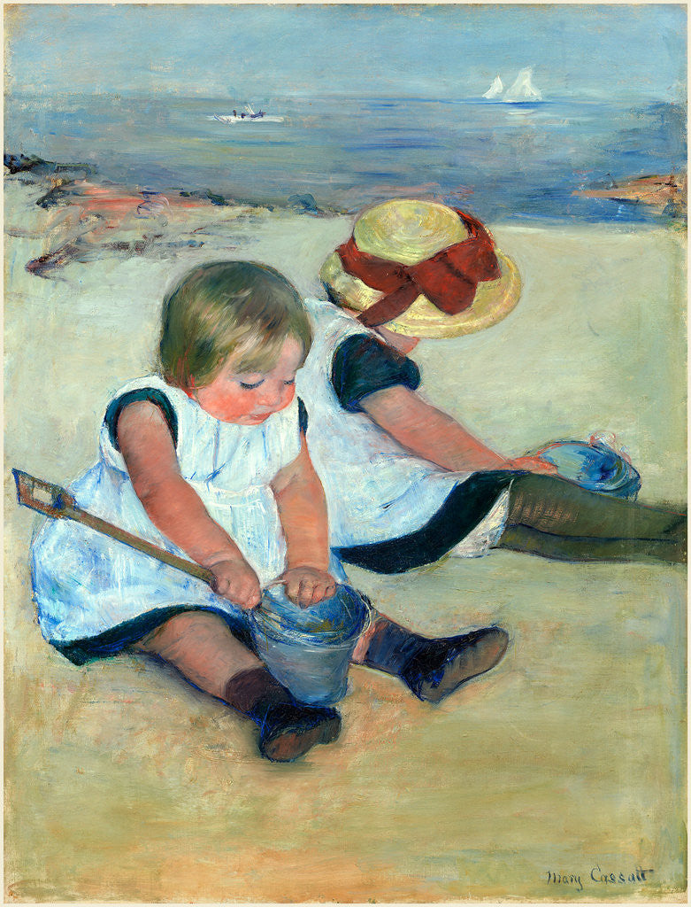 Detail of American, Children Playing on the Beach, 1884 by Mary Cassatt
