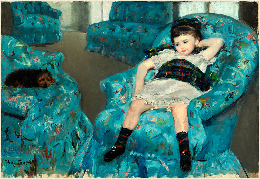 Detail of American, Little Girl in a Blue Armchair, 1878 by Mary Cassatt