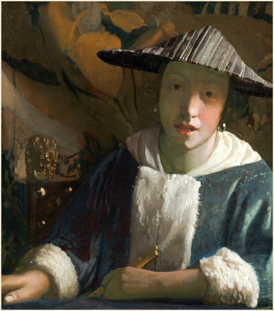 Detail of Dutch, Girl with a Flute, probably 1665-1670 by Johannes Vermeer