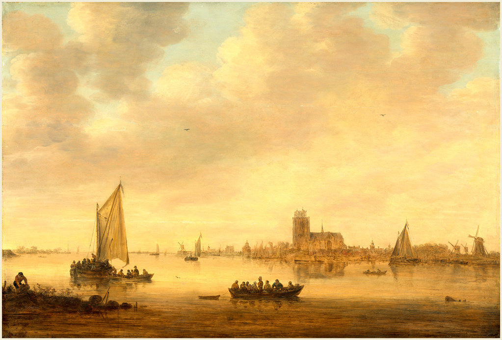 Detail of Dutch, View of Dordrecht from the Dordtse Kil, 1644 by Jan van Goyen