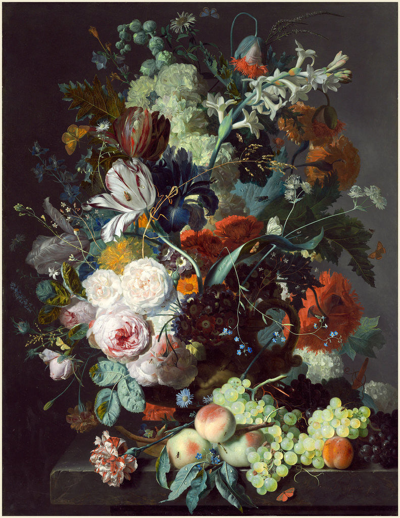 Detail of Dutch, Still Life with Flowers and Fruit, c. 1715 by Jan van Huysum