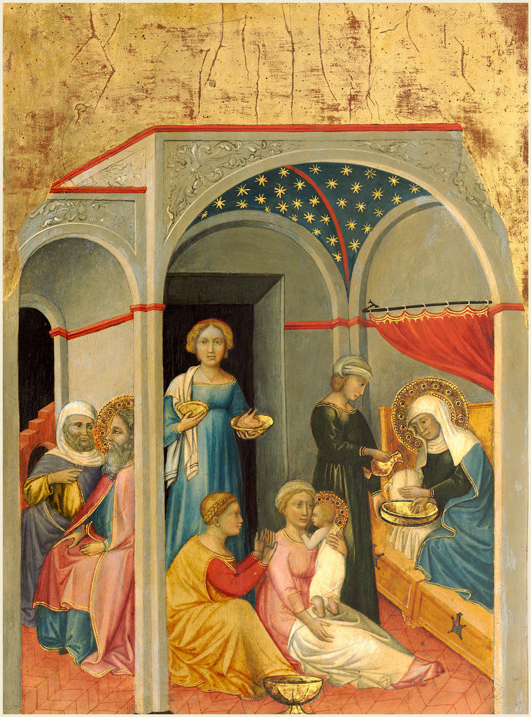 Detail of Italian, The Nativity of the Virgin, c. 1400 by Andrea di Bartolo