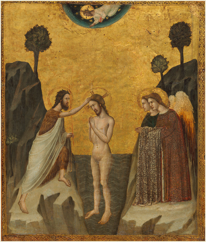 Detail of Italian, The Baptism of Christ, probably 1330-1340 by Master of the Life of Saint John the Baptist
