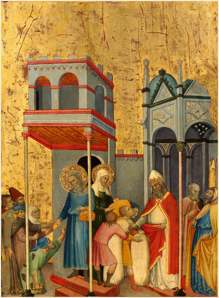Detail of Italian, Joachim and the Beggars, c. 1400 by Andrea di Bartolo