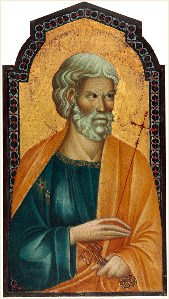 Detail of Christ between Saint Peter and Saint James Major left panel, late 13th century by Follower of Cimabue