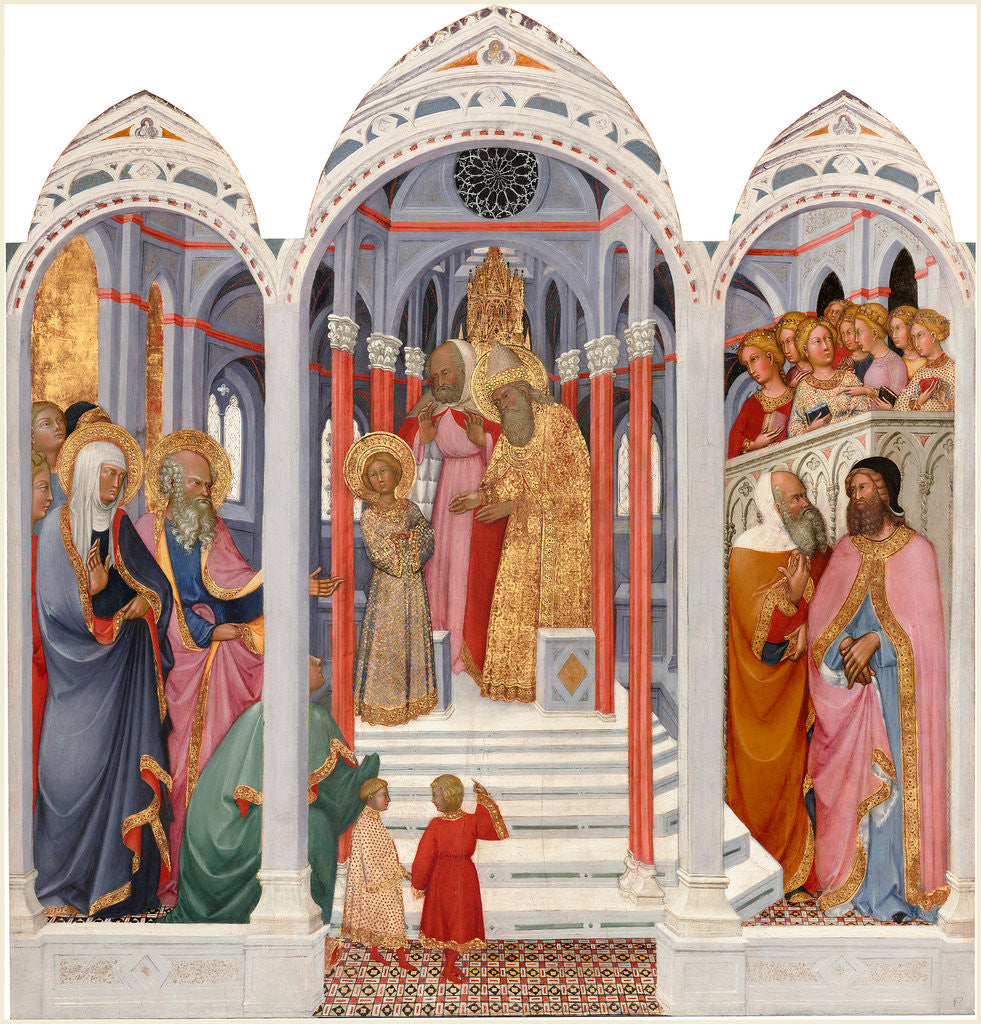 Detail of Italian, The Presentation of the Virgin, c. 1400, tempera on wood transferred to hardboard by Paolo di Giovanni Fei