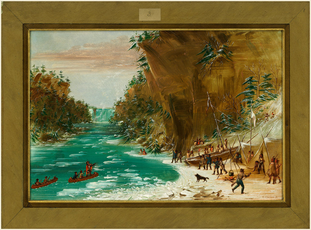 Detail of The Expedition Encamped below the Falls of Niagara. January 20, 1679 by George Catlin