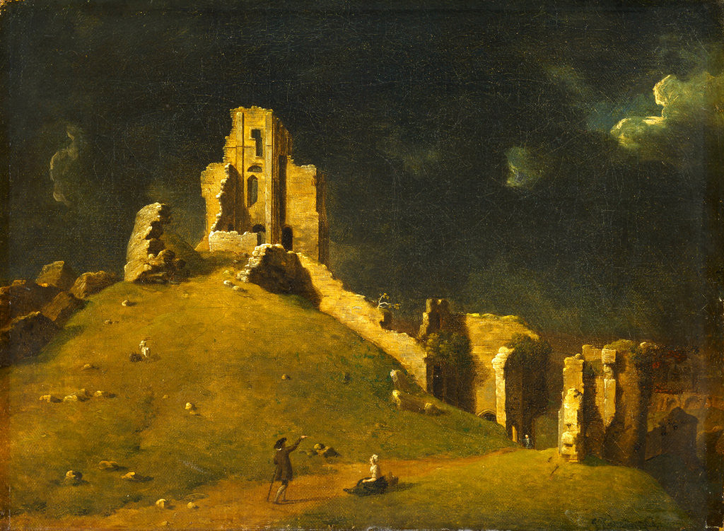 Detail of Corfe Castle, Dorset Okehampton Castle by John Inigo Richards