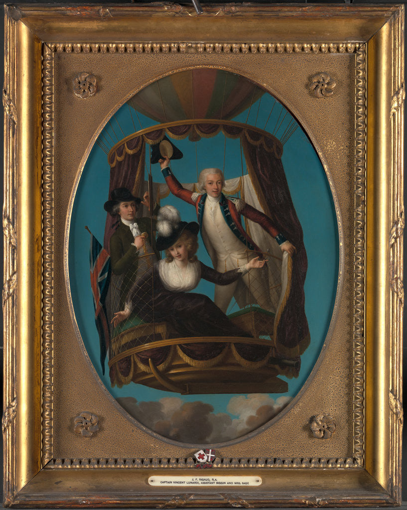 Detail of Captain Vincenzo Lunardi with his Assistant George Biggin, and Mrs. Letitia Anne Sage, in a Balloon by John Francis Rigaud