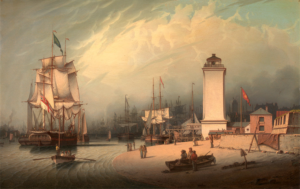 Detail of The Low Lighthouse, North Shields, Robert Salmon by Robert Salmon