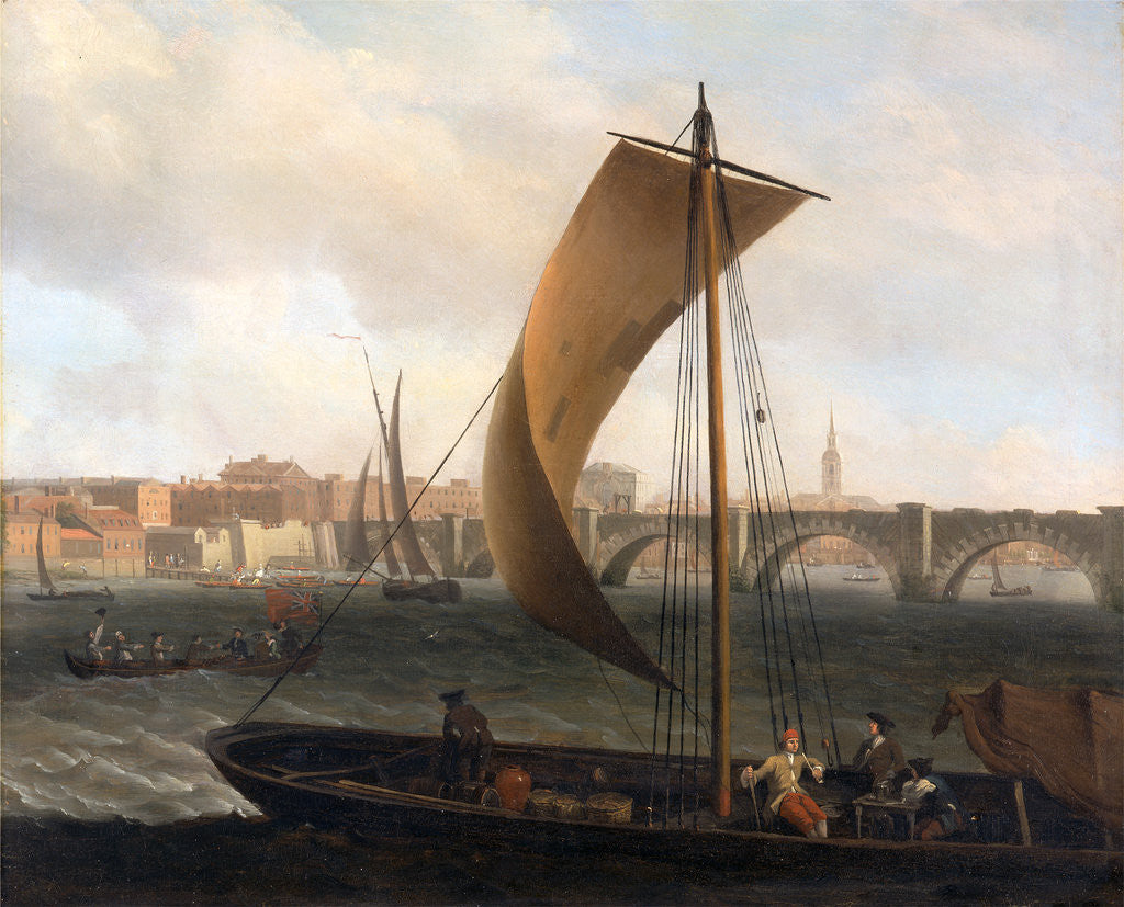 Detail of View on the Thames with Westminster Bridge, Samuel Scott, ca. 1702-1772 by Samuel Scott