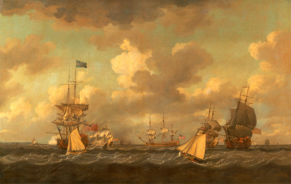 Detail of English Ships Coming to Anchor in a Fresh Breeze by Dominic Serres