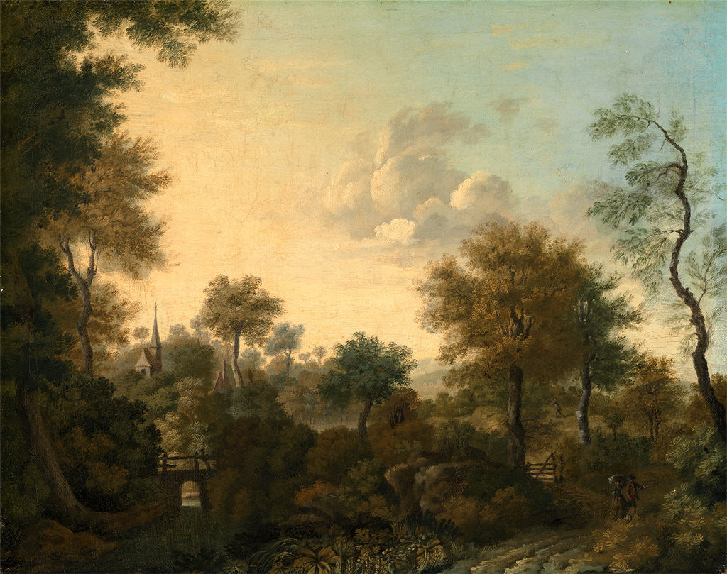 Detail of A View Supposedly Near Arundel, Sussex, with Figures in a Lane by George Smith