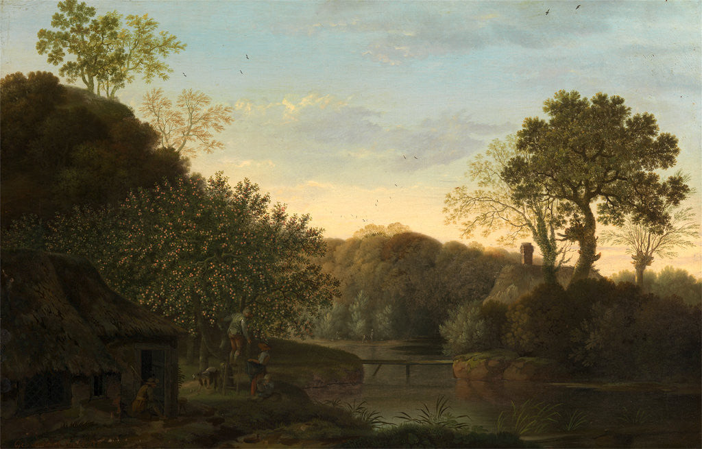 An Autumn Landscape with Apple Pickers by George Smith