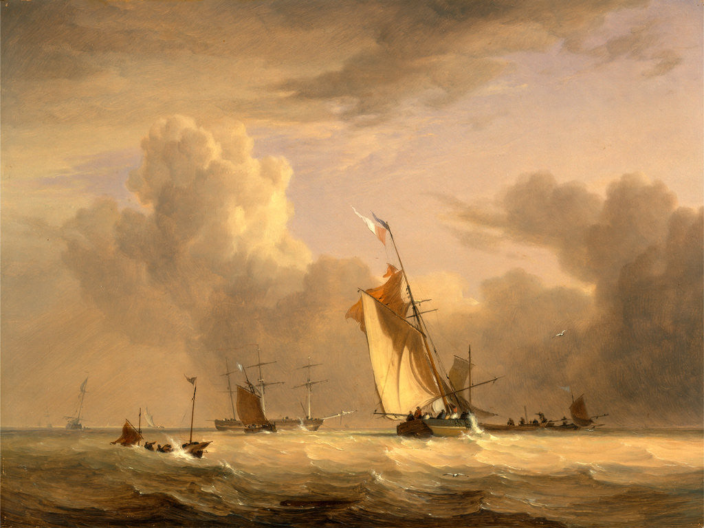 Detail of Fishing Smack and Other Vessels in a Strong Breeze Shipping in a Choppy Sea; Storm Approaching by Joseph Stannard