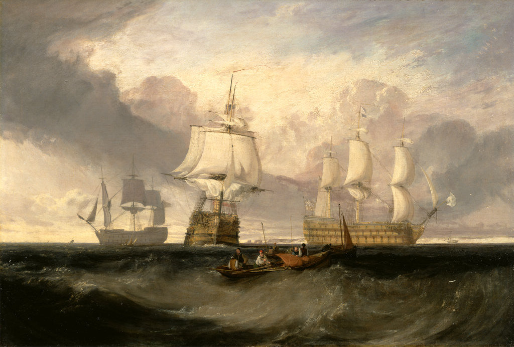 Detail of The Victory Returning from Trafalgar, in Three Positions The 'Victory' returning from Trafalgar Inscription lower right, illegible. by Joseph Mallord William Turner
