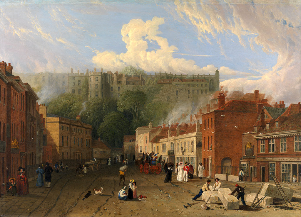 Detail of A View of Thames Street, Windsor, Windsor Eton London Carriage by Swann Inn George Vincent