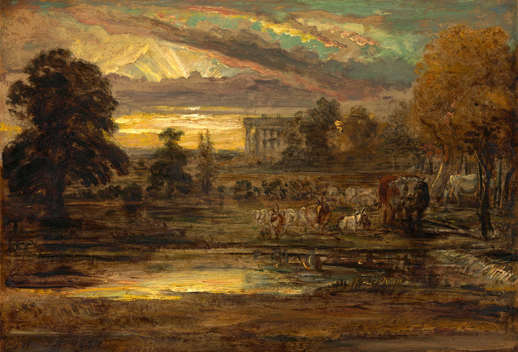 Detail of Cattle at a Pool at Sunrise by James Ward