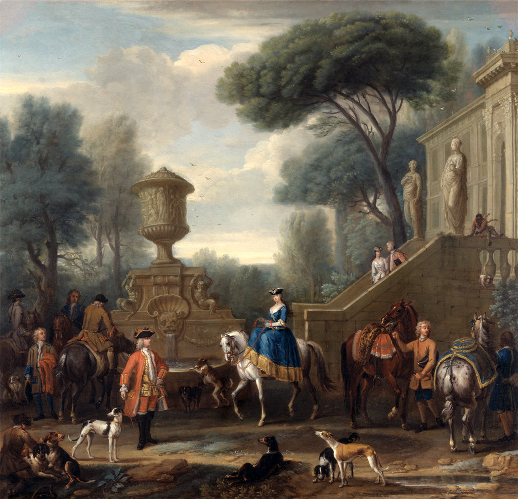 Detail of Preparing for the Hunt Hunting Party by John Wootton