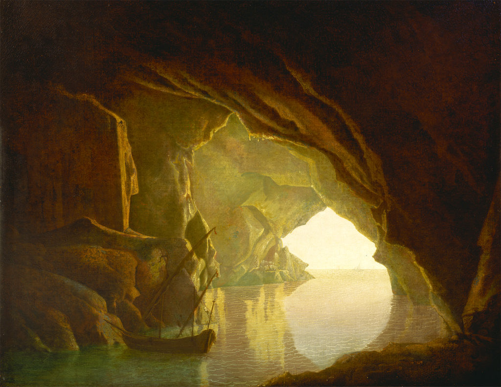 Detail of A Grotto in the Gulf of Salerno, Sunset A Grotto in the Gulf of Salernum Possibly by Joseph Wright of Derby