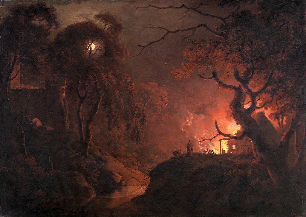 Detail of Cottage on Fire at Night by Joseph Wright of Derby
