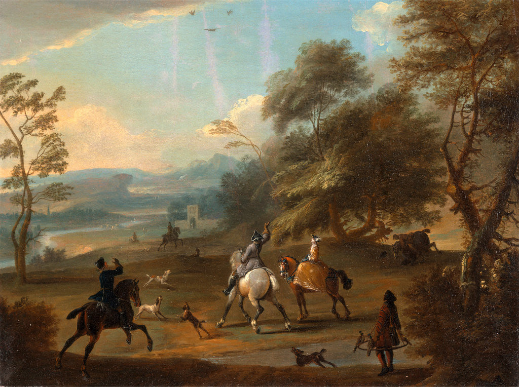 Detail of A Hawking Party, Jan Wyck, ca. 1645-1700 by Jan Wyck